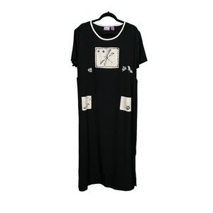 Premier International Women's Black Maxi Dress Dragonfly Sz Large New With Tags!